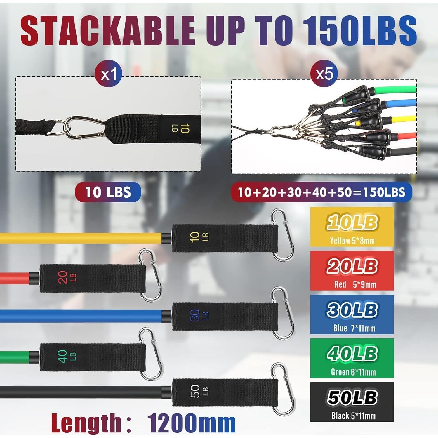 Bandas de Resistencia WIKDAY 68 kg con Mangos y Ancla de Puerta