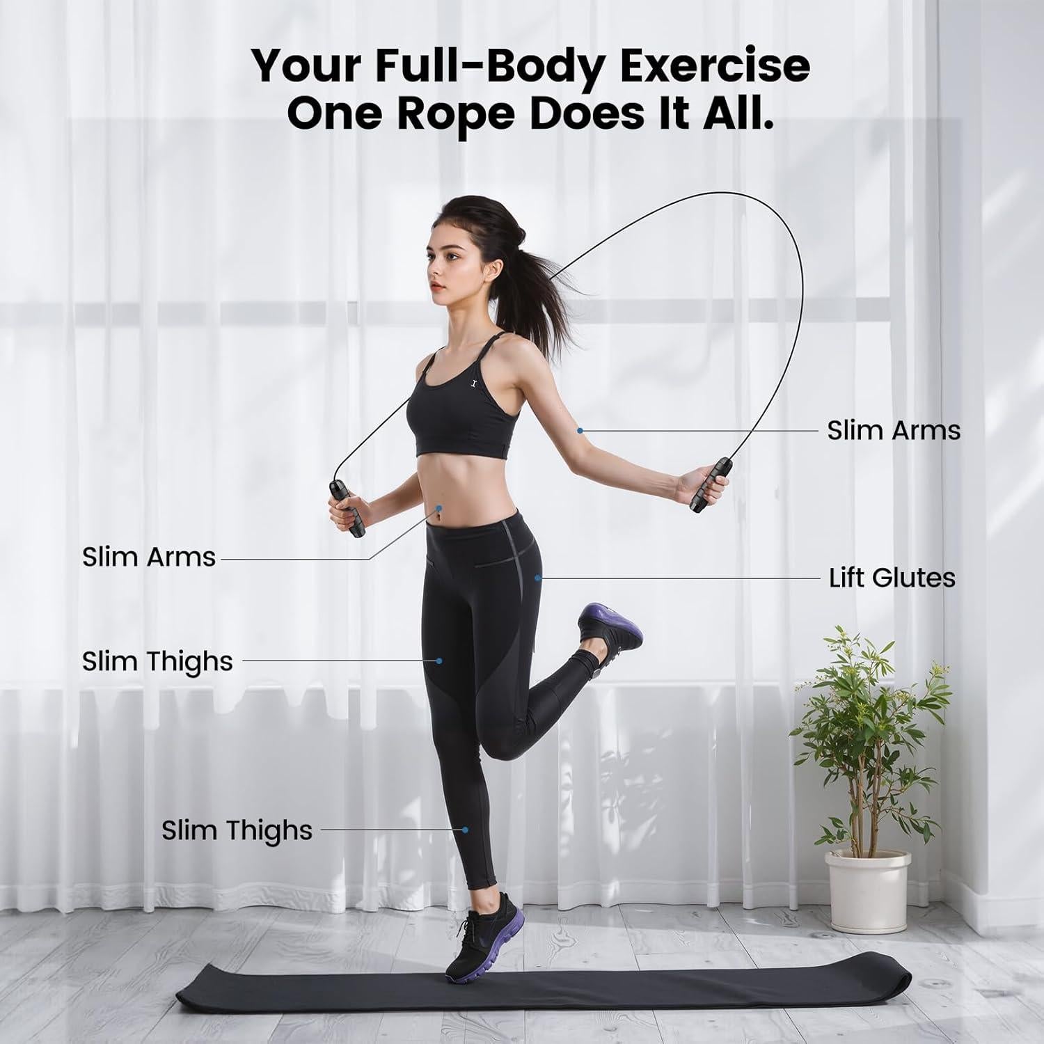 Cuerda de Saltar SKIFUL Ajustable con Mangos Ergonómicos