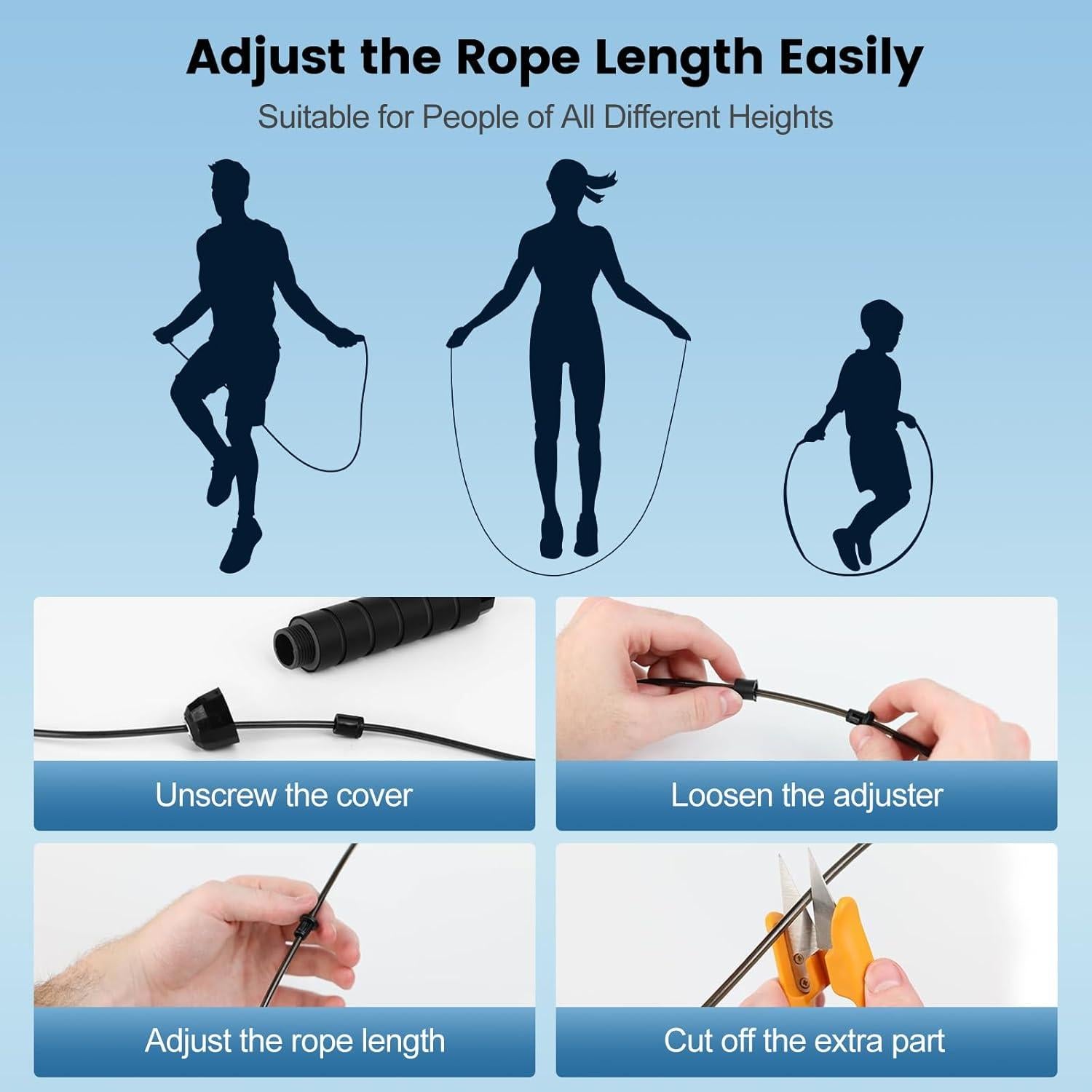 Cuerda de Saltar SKIFUL Ajustable con Mangos Ergonómicos