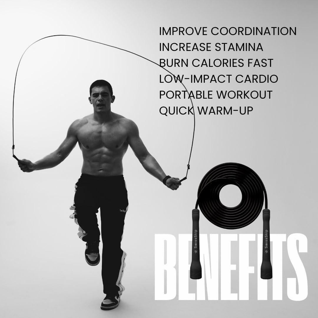Cuerda de Salto Rápido SwissSkip 3m Ajustable PVC para Fitness