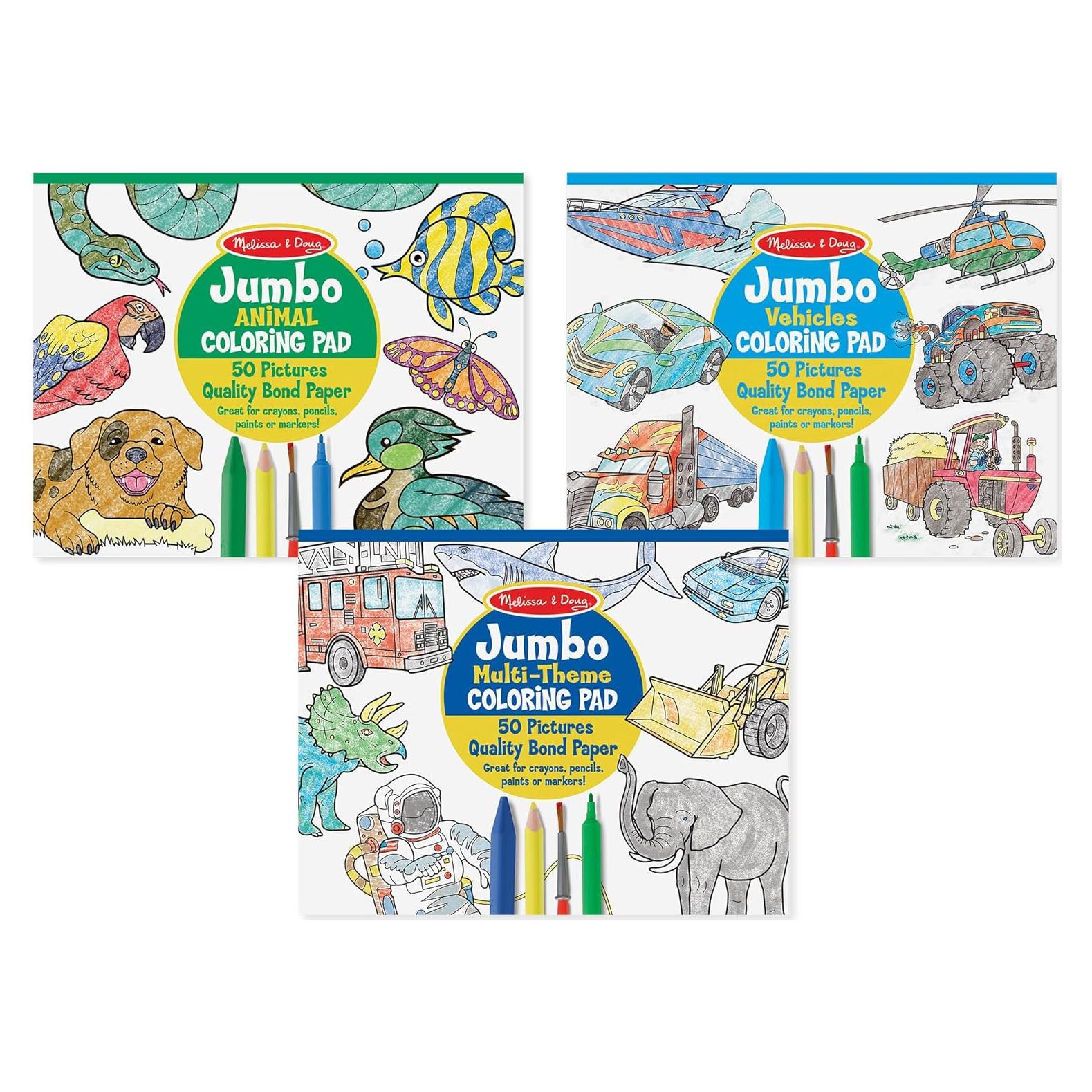 Libros para Colorear Jumbo Melissa & Doug - 3 Pack Animales y Vehículos
