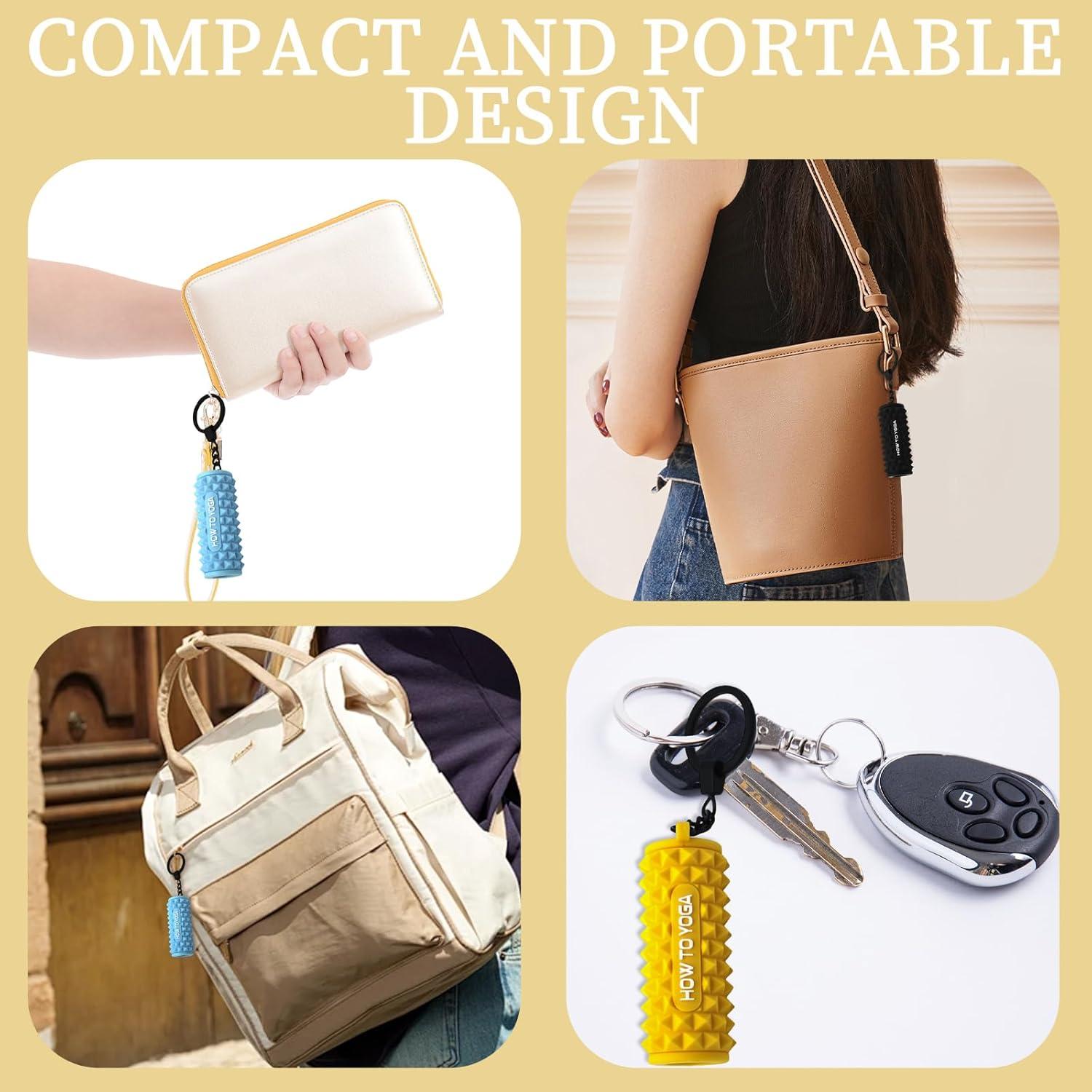 Mini Rodillo de Espuma Tizee en Llavero - Rosa y Amarillo