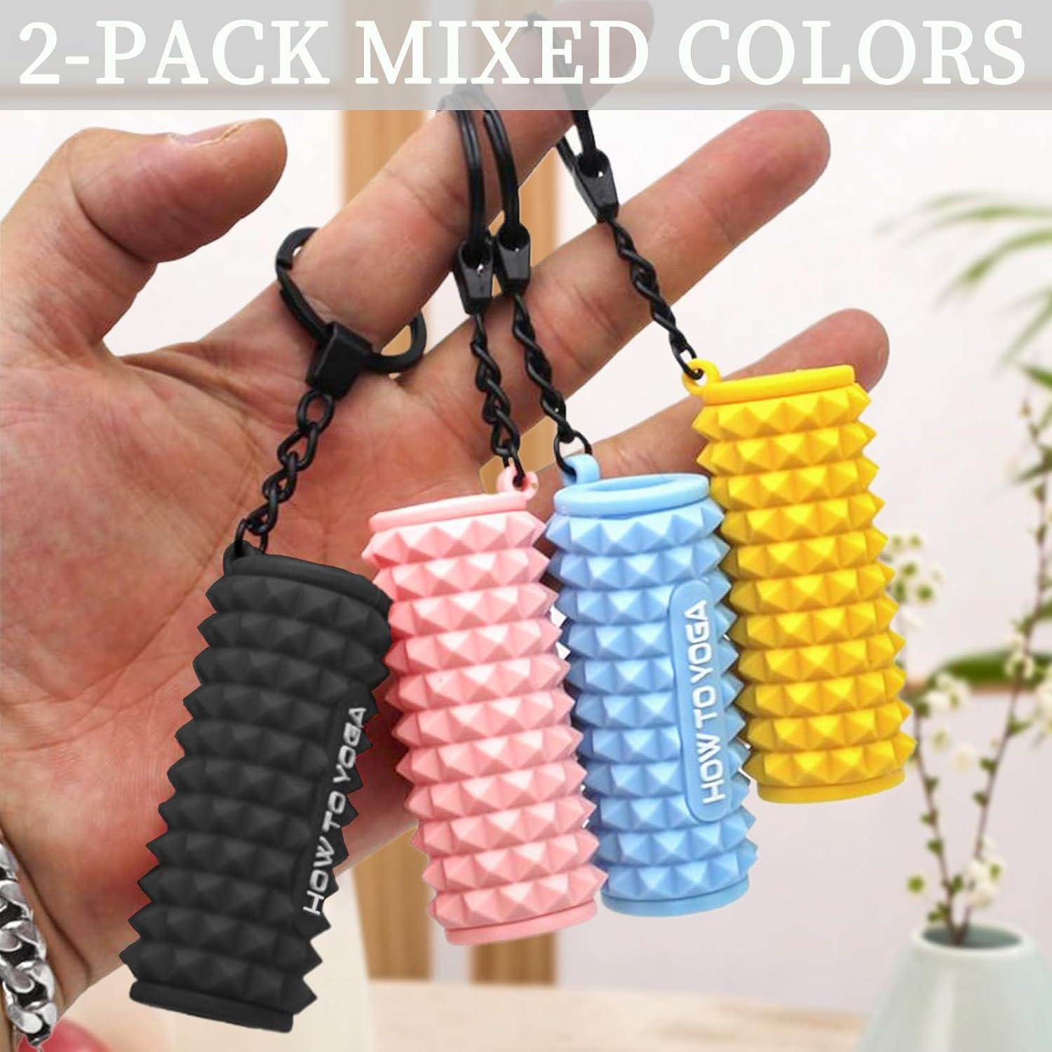 Mini Rodillo de Espuma Tizee en Llavero - Rosa y Amarillo