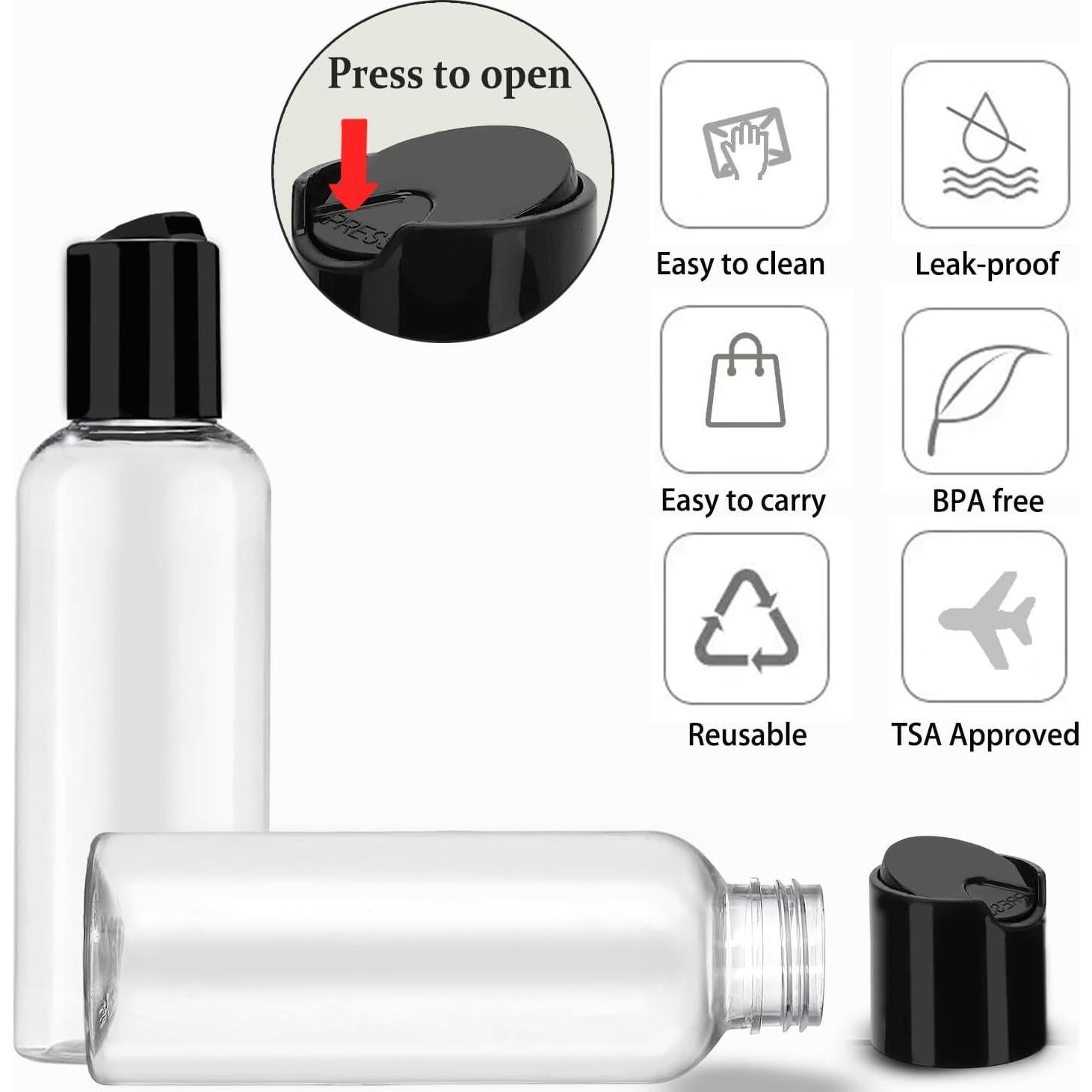 Paquete de 5 Botellas de Viaje DNSEN 100 ml Aprobadas por TSA