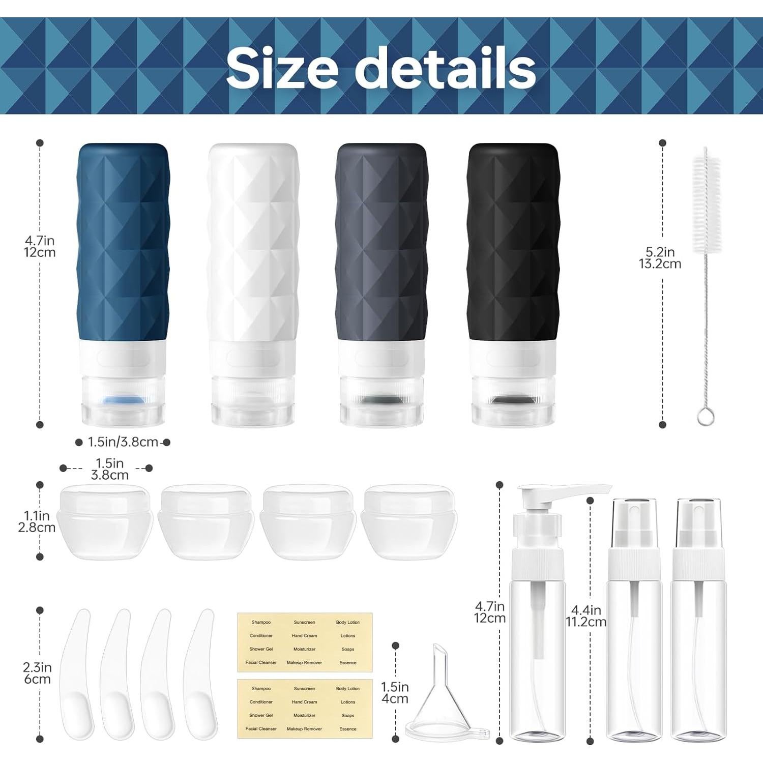 Juego de Botellas de Viaje 20 Piezas PHOVSUV Silicona TSA