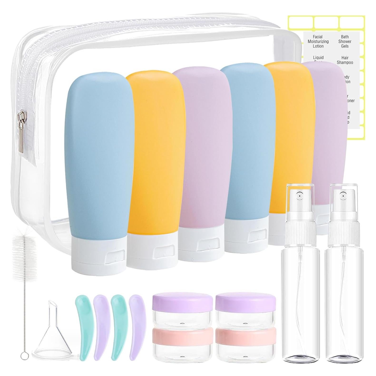 Juego de 20 Botellas de Viaje Dewsensi Aprobadas por TSA