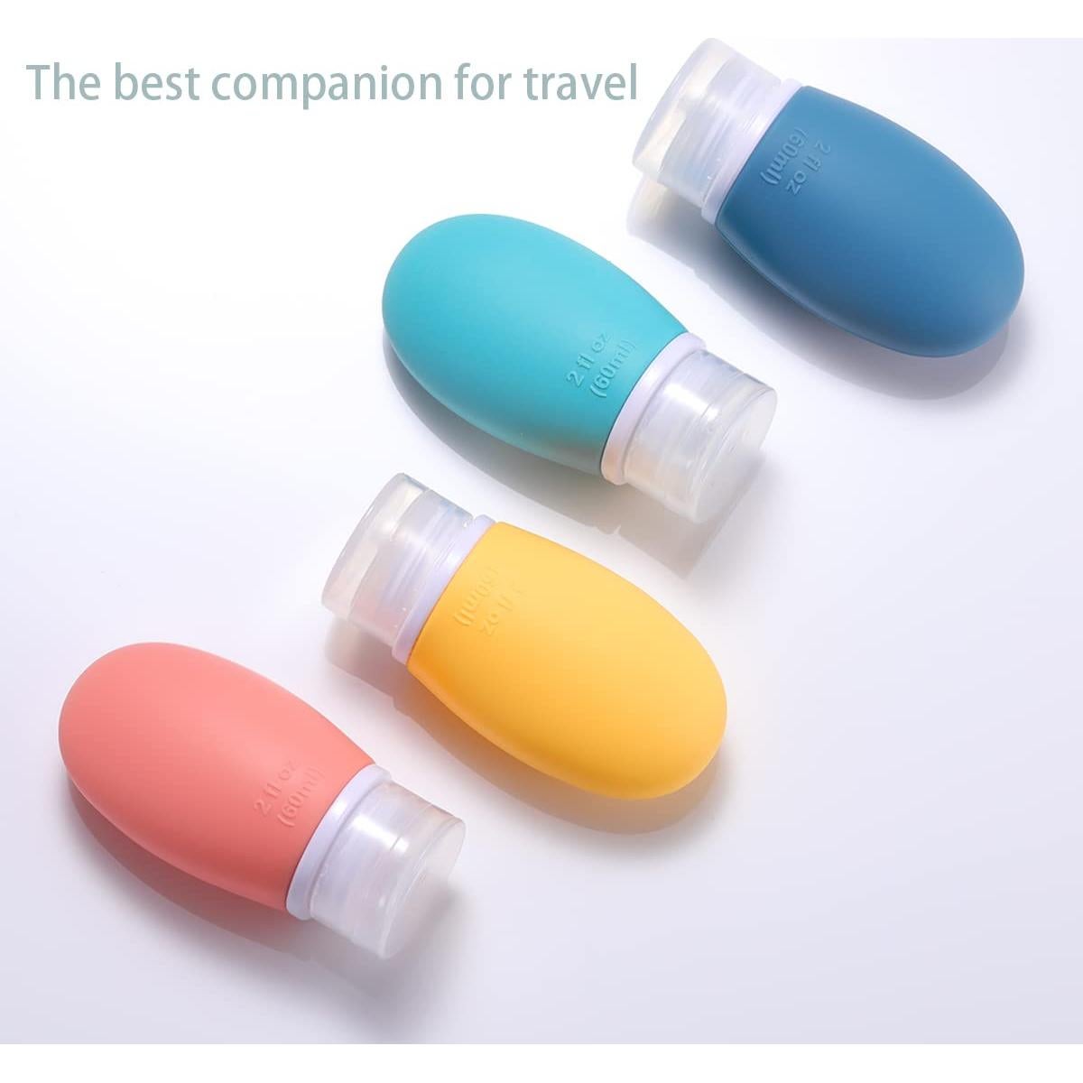 Botellas de Silicona de Viaje LIYUABU 60ml Paquete de 4 Antifugas
