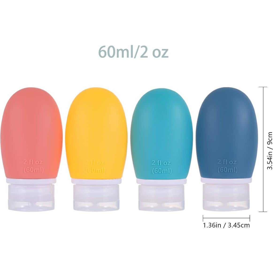 Botellas de Silicona de Viaje LIYUABU 60ml Paquete de 4 Antifugas