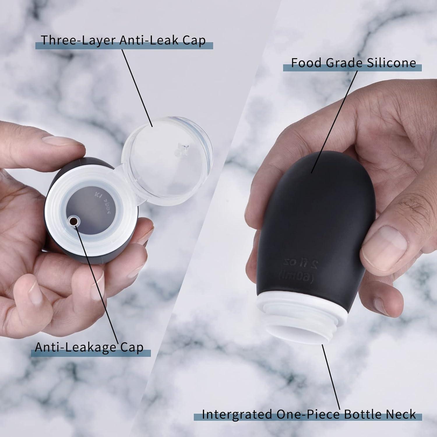 Set de 4 Botellas de Silicona 60ml Aprobadas por TSA Imuviy