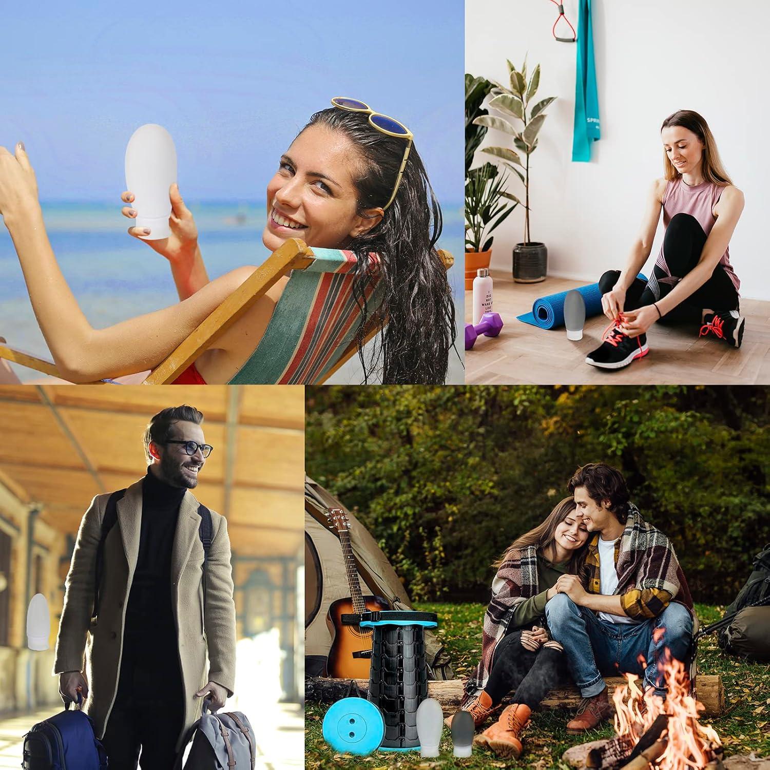 Set de 4 Botellas de Silicona 60ml Aprobadas por TSA Imuviy