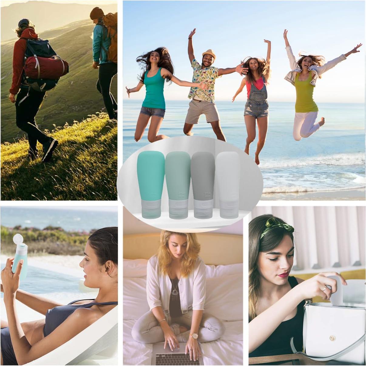 Botellas de Silicona Reutilizables Vonpri 60ml 4pack a Prueba de Fugas