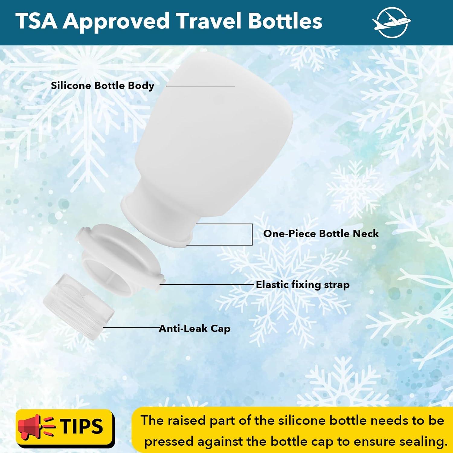 Botellas de Viaje Silicona 1oz BienBion 4-Pack A Prueba de Fugas