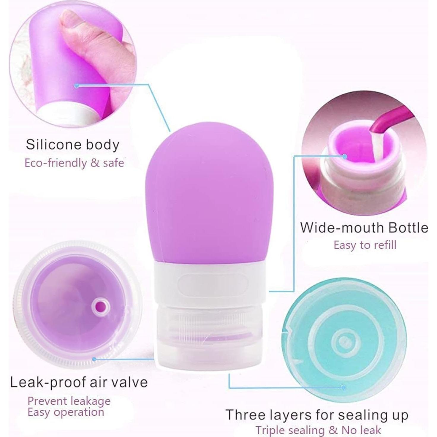 Botellas de Viaje de Silicona Mziart 38.4 ml - Paquete de 3