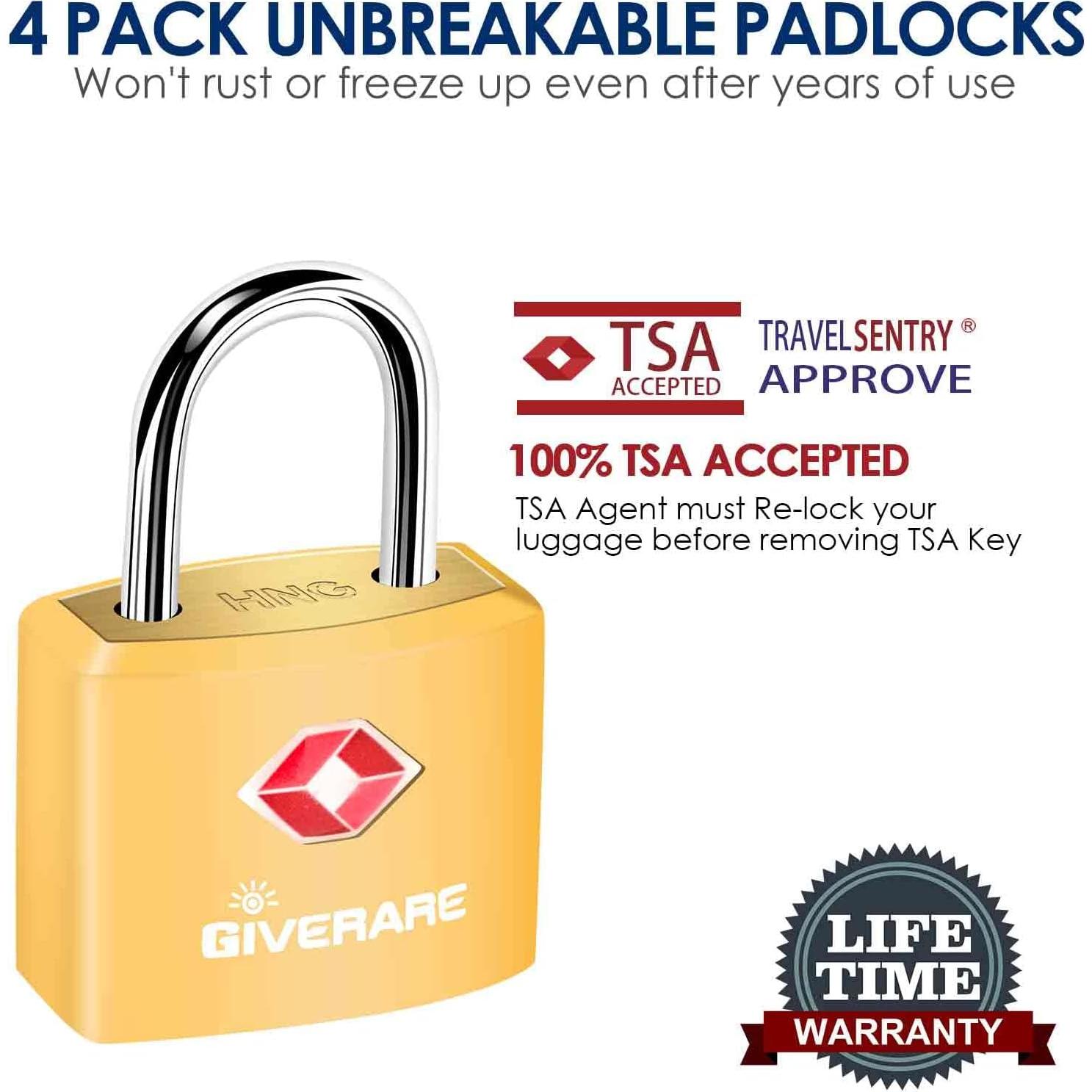 Pack de 4 Candados de Equipaje TSA GIVERARE - Inrompibles