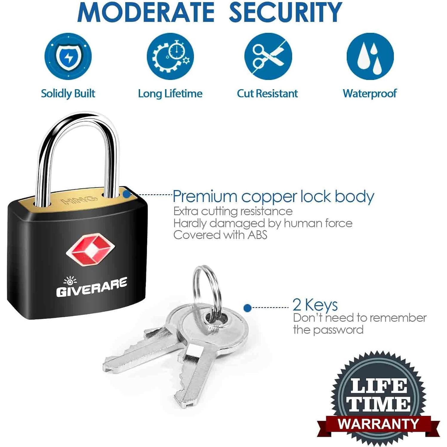 Pack de 4 Candados de Equipaje TSA GIVERARE - Inrompibles