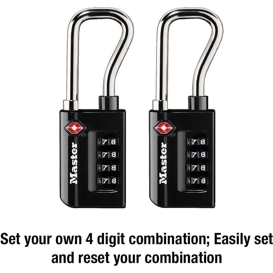 Candado de Equipaje Master Lock 4696T TSA Negro 2 Paquete