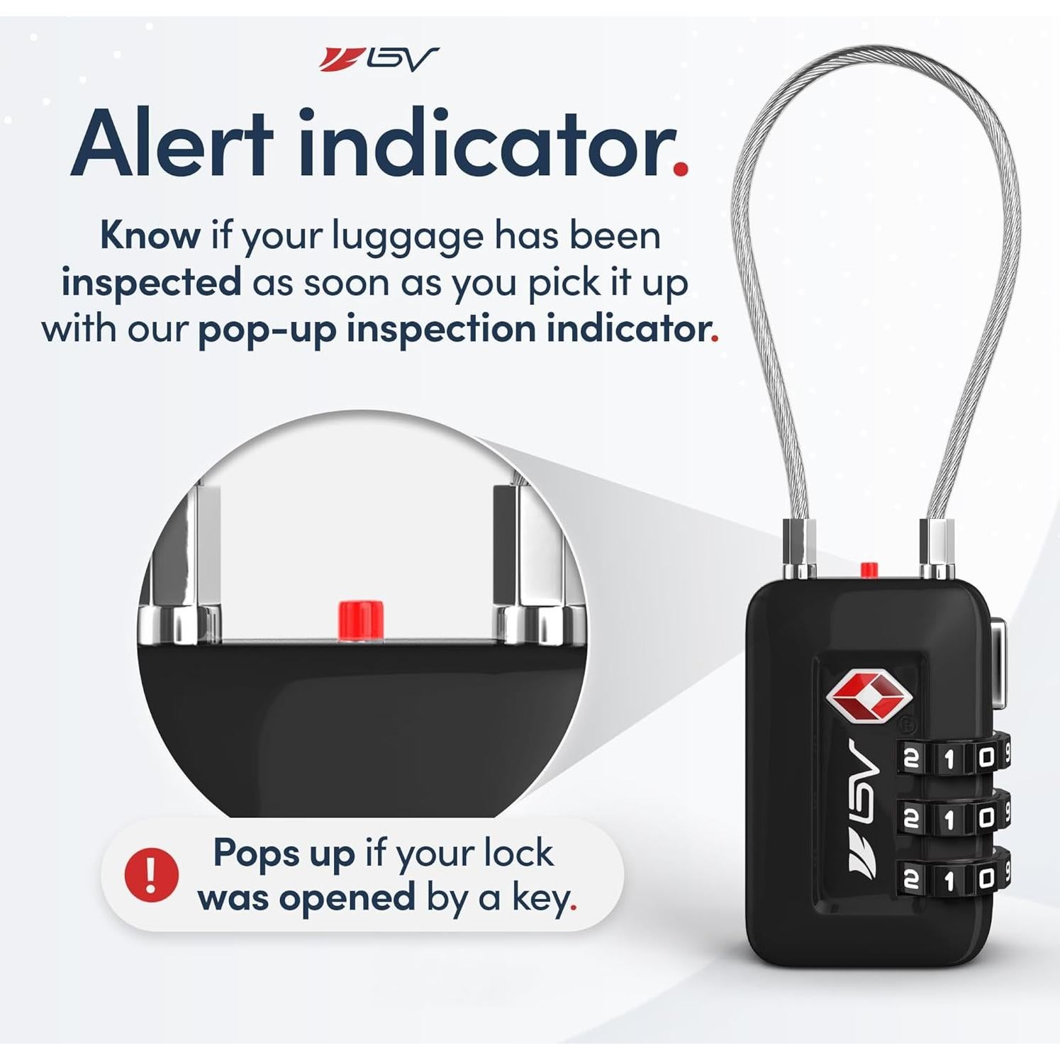 Candado de Combinación Reajustable BV-TL04 Negro - 2 Paquete TSA