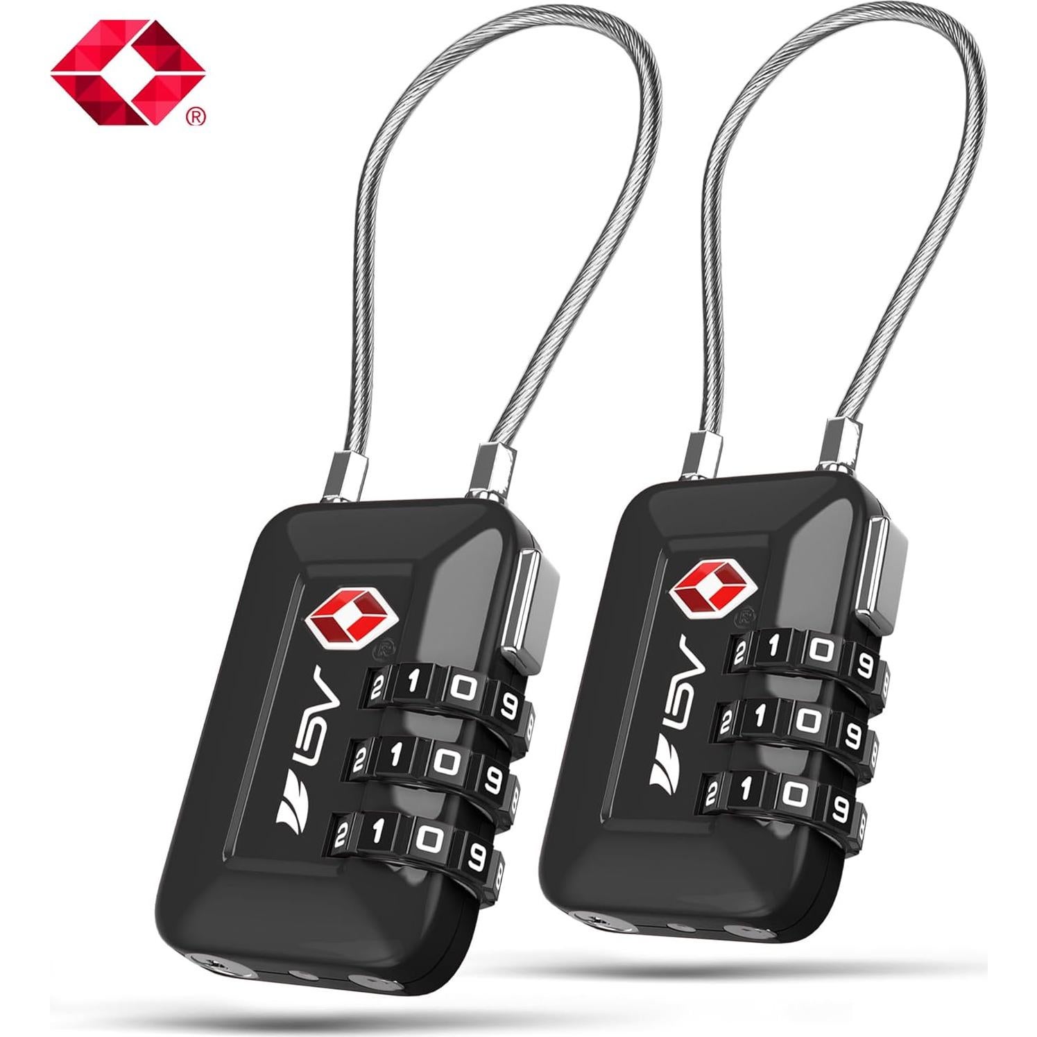 Candado de Combinación Reajustable BV-TL04 Negro - 2 Paquete TSA