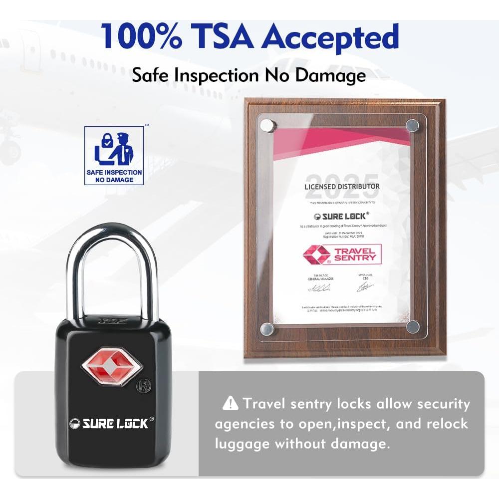 Candados de Equipaje TSA Sure Lock Mini 2 Unidades Negro
