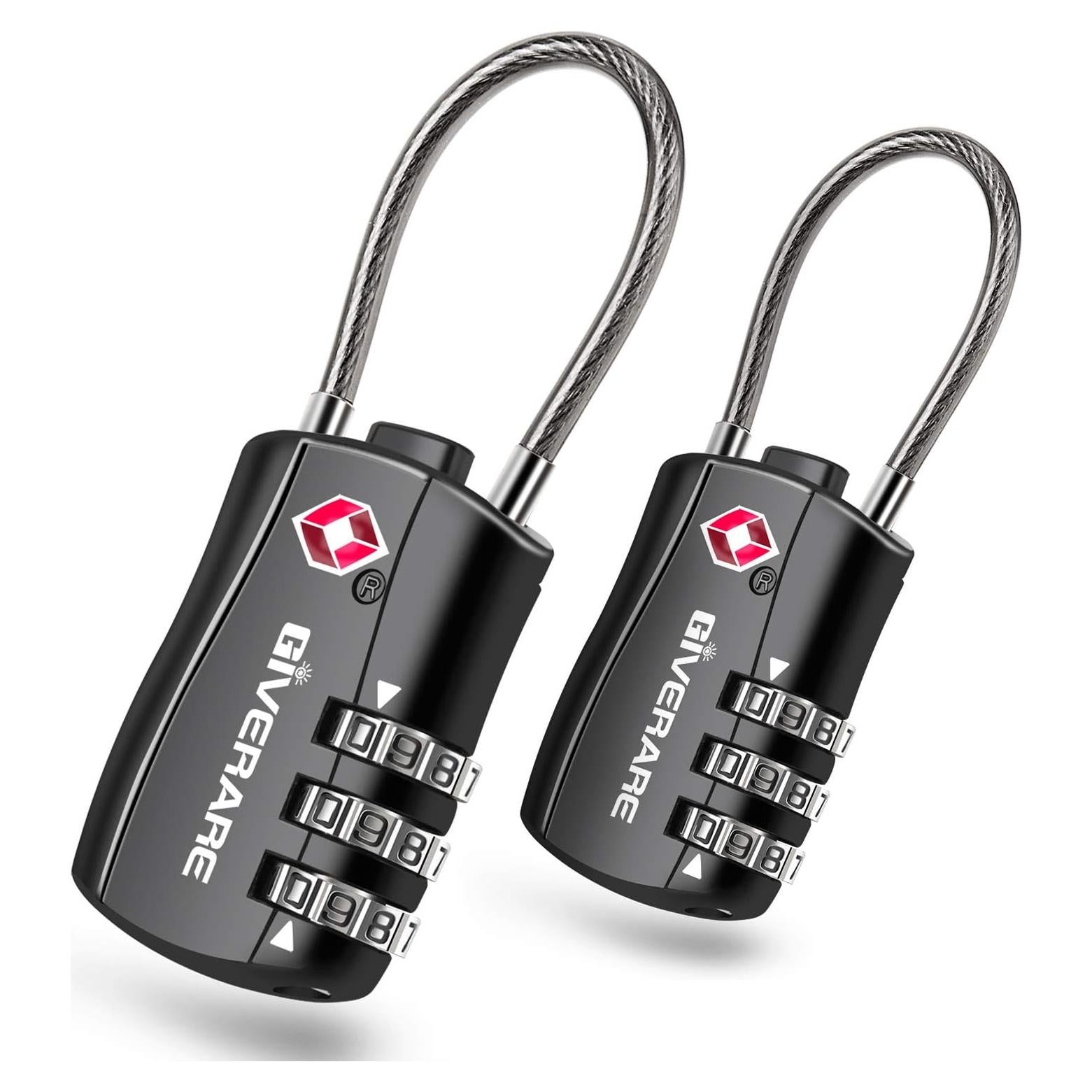 Candados de Equipaje GIVERARE TSA 2 Pcs Combinación 3 Dígitos