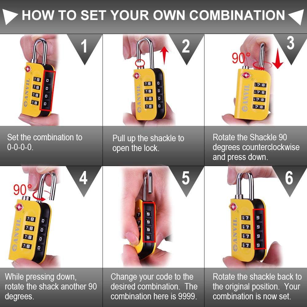 Candado de Combinación TSA Anvil Amarillo 2 Paquetes