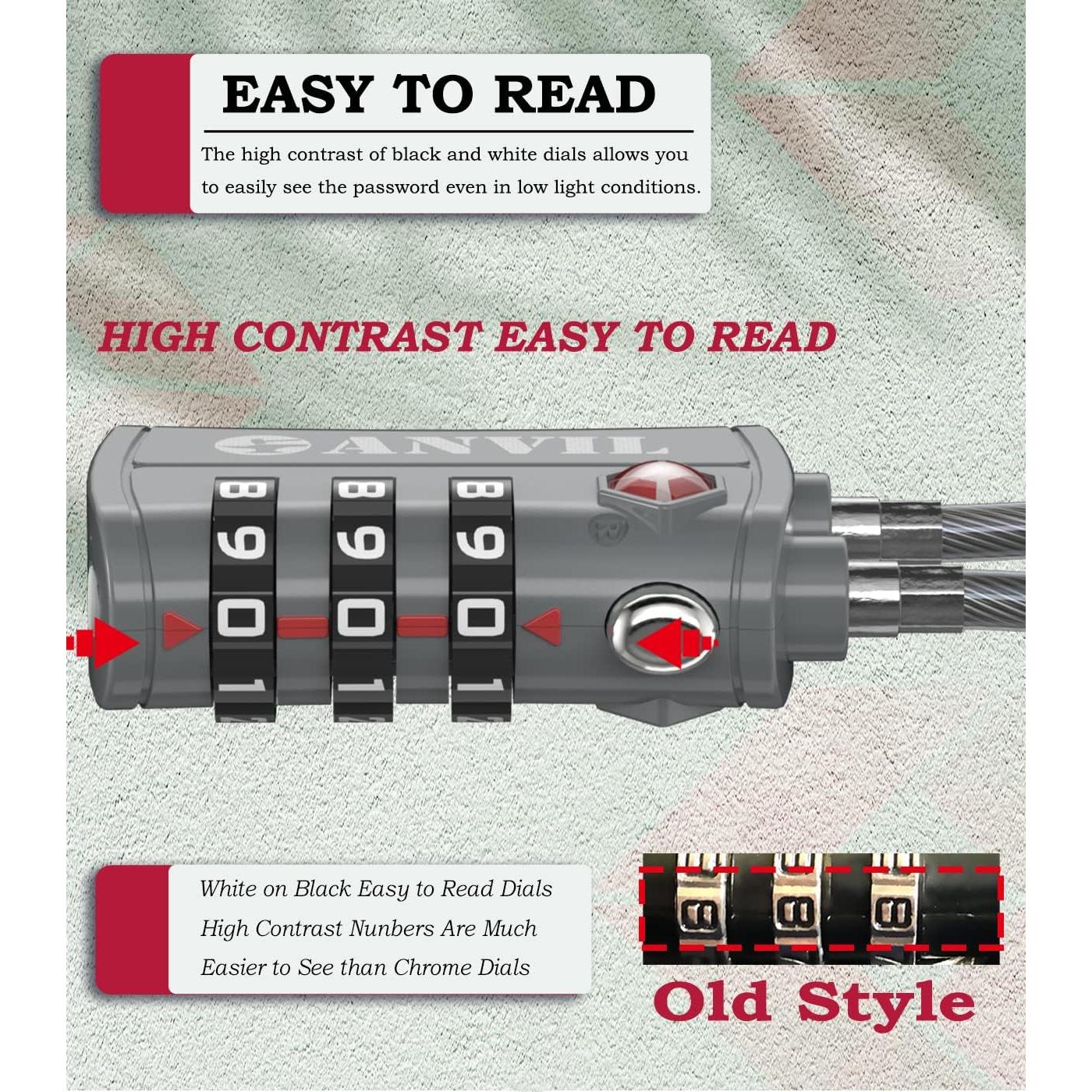 Candado TSA Anvil C108 para Equipaje - Combinación 3 Dígitos