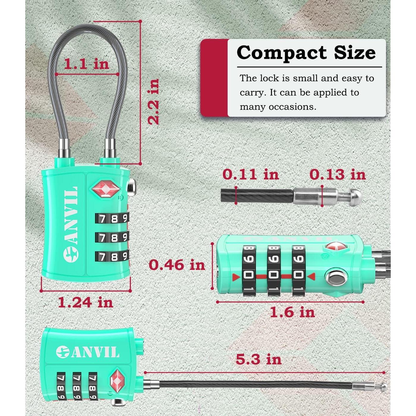 Candado TSA Anvil C108 para Equipaje - Combinación 3 Dígitos