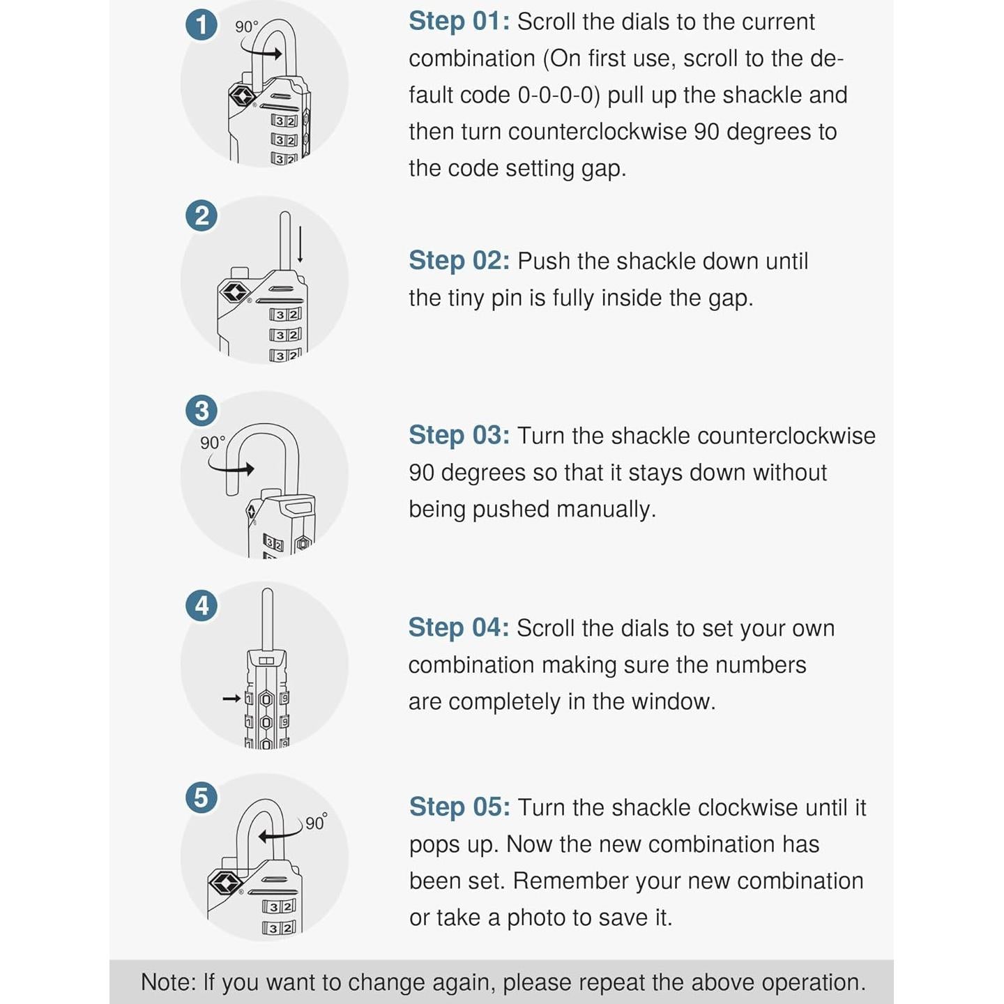 Candados de Equipaje TSA Puroma, 2 Piezas, 4 Dígitos, Zinc
