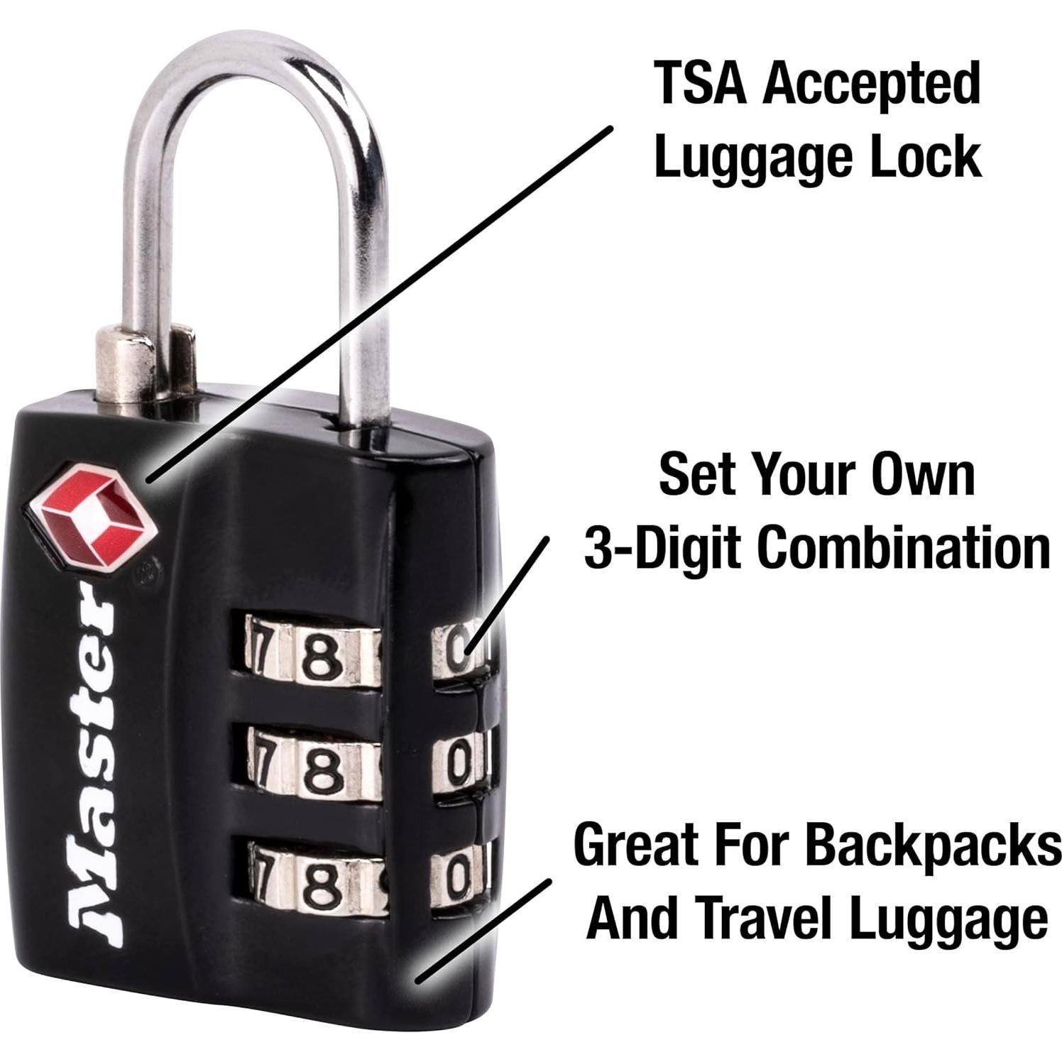 Candado de Equipaje TSA Master Lock 4680DBLK Negro 30mm