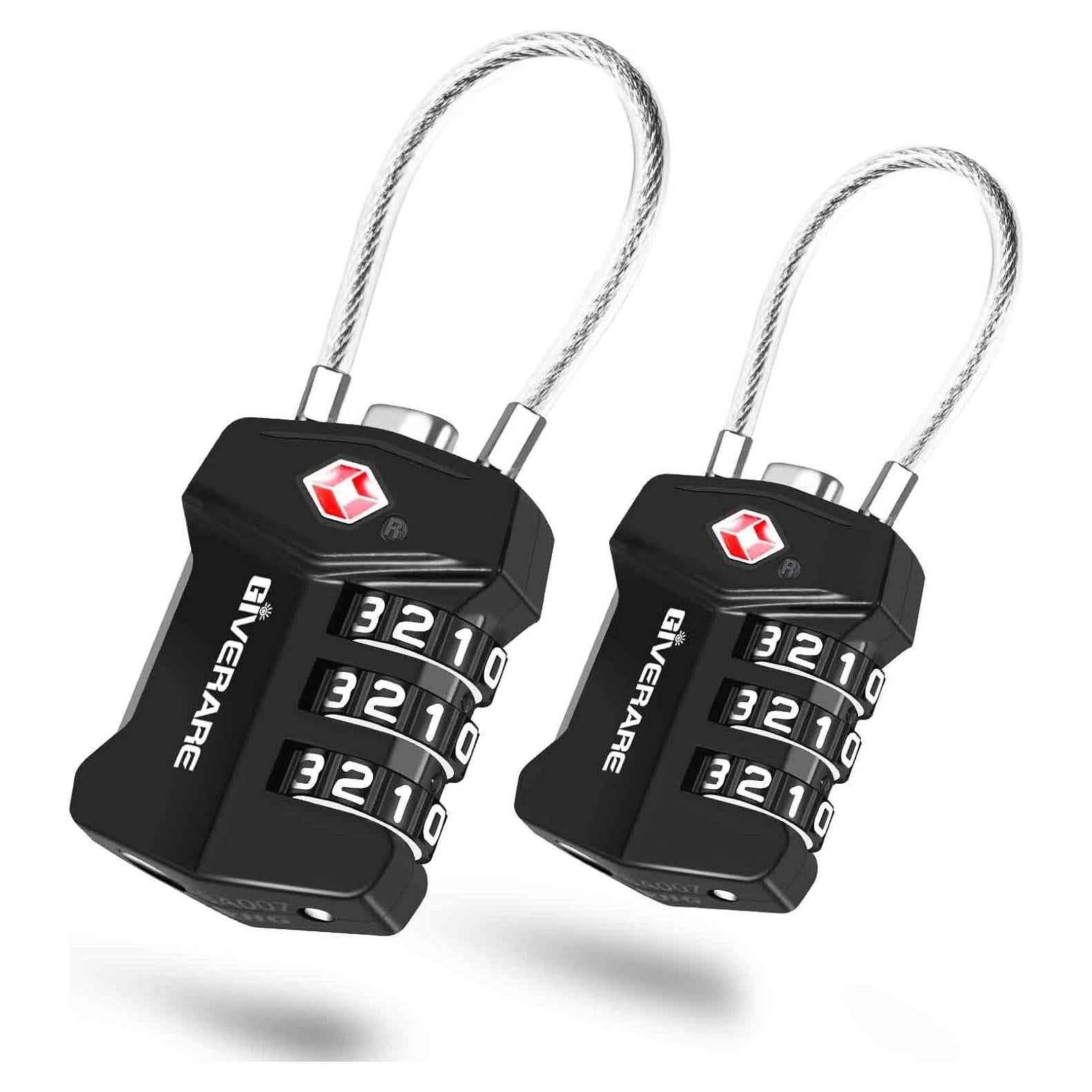 2 Candados de Equipaje GIVERARE TSA532 Combinación 3 Dígitos