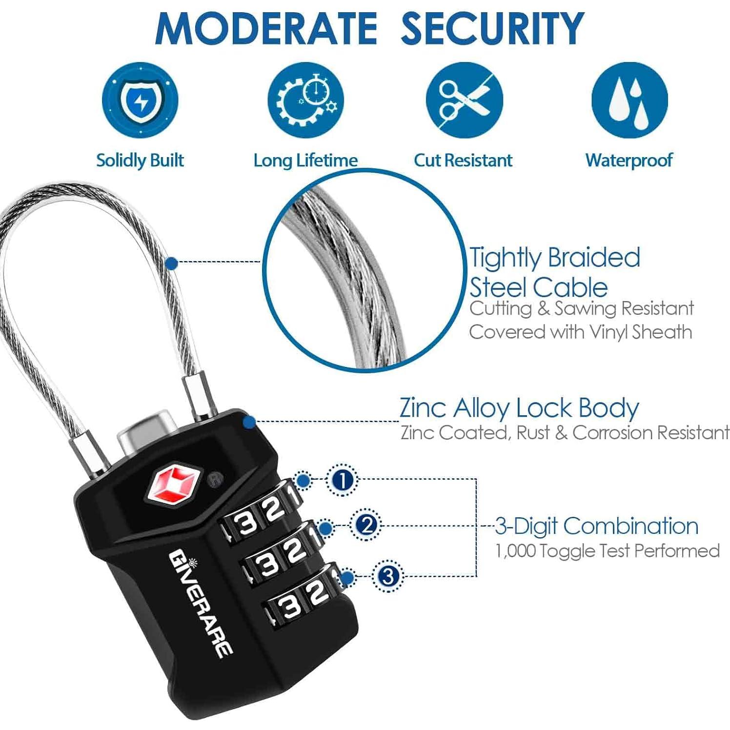 2 Candados de Equipaje GIVERARE TSA532 Combinación 3 Dígitos
