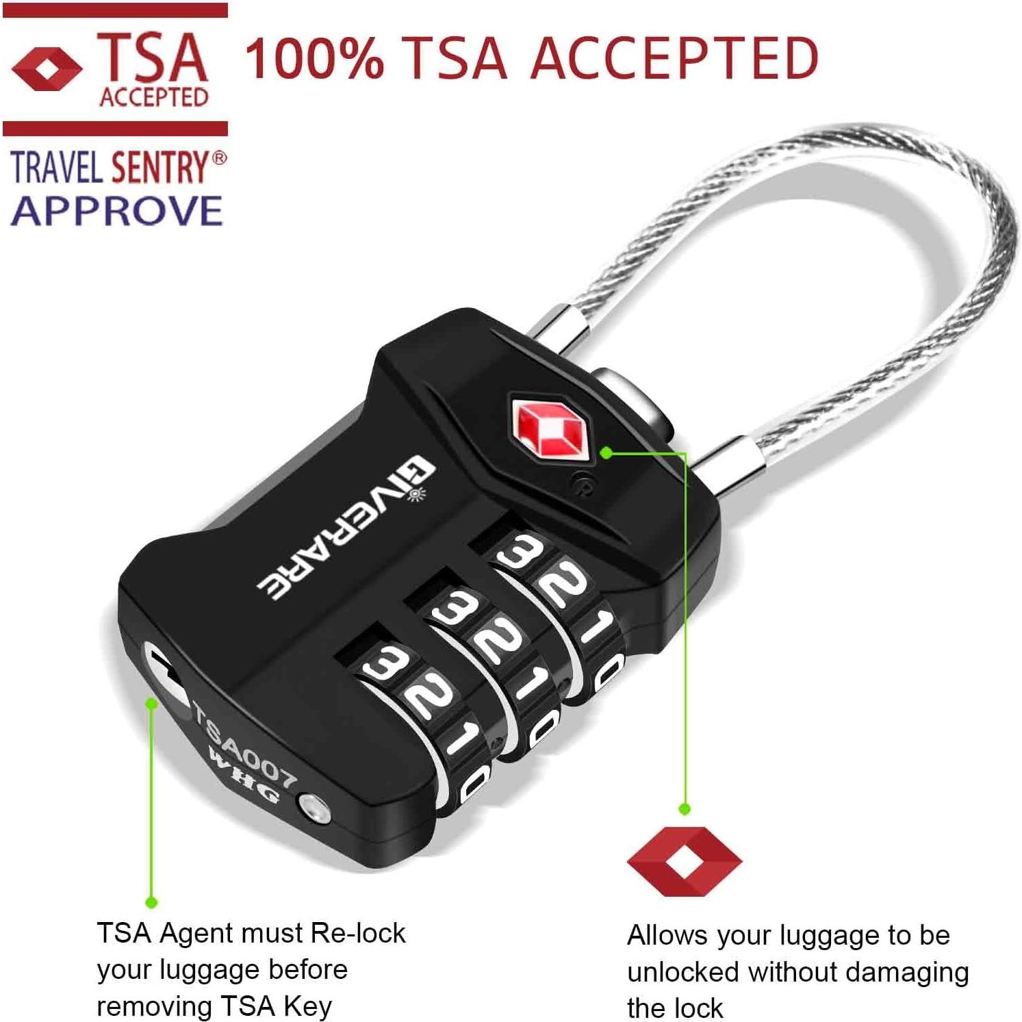 2 Candados de Equipaje GIVERARE TSA532 Combinación 3 Dígitos