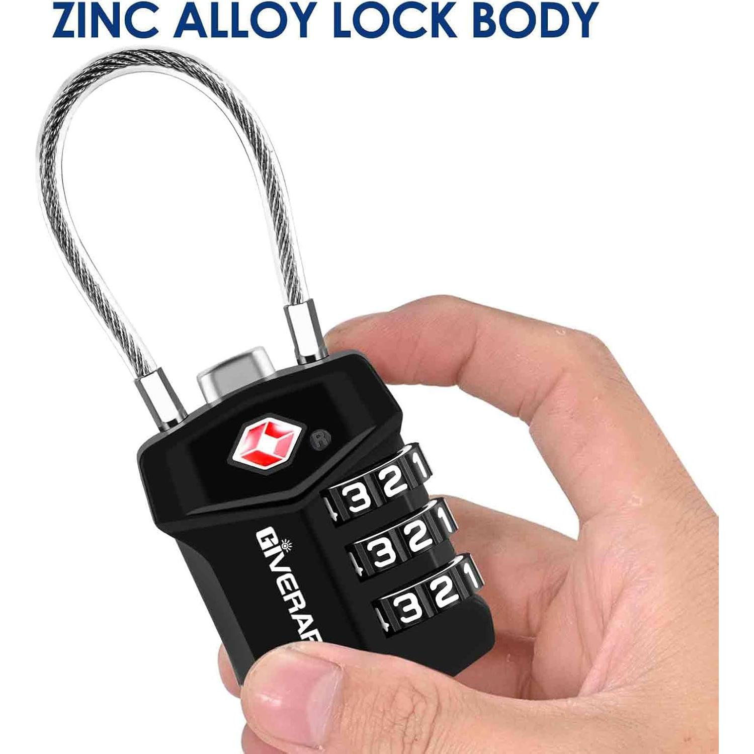 2 Candados de Equipaje GIVERARE TSA532 Combinación 3 Dígitos