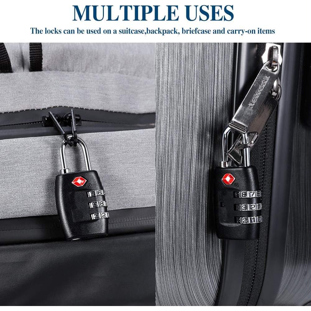 Candados de Equipaje TSA Cluckyu - Paquete de 4, Combinación 3 Dígitos
