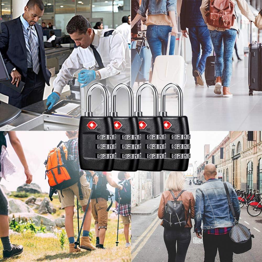 Candados de Equipaje TSA Cluckyu - Paquete de 4, Combinación 3 Dígitos