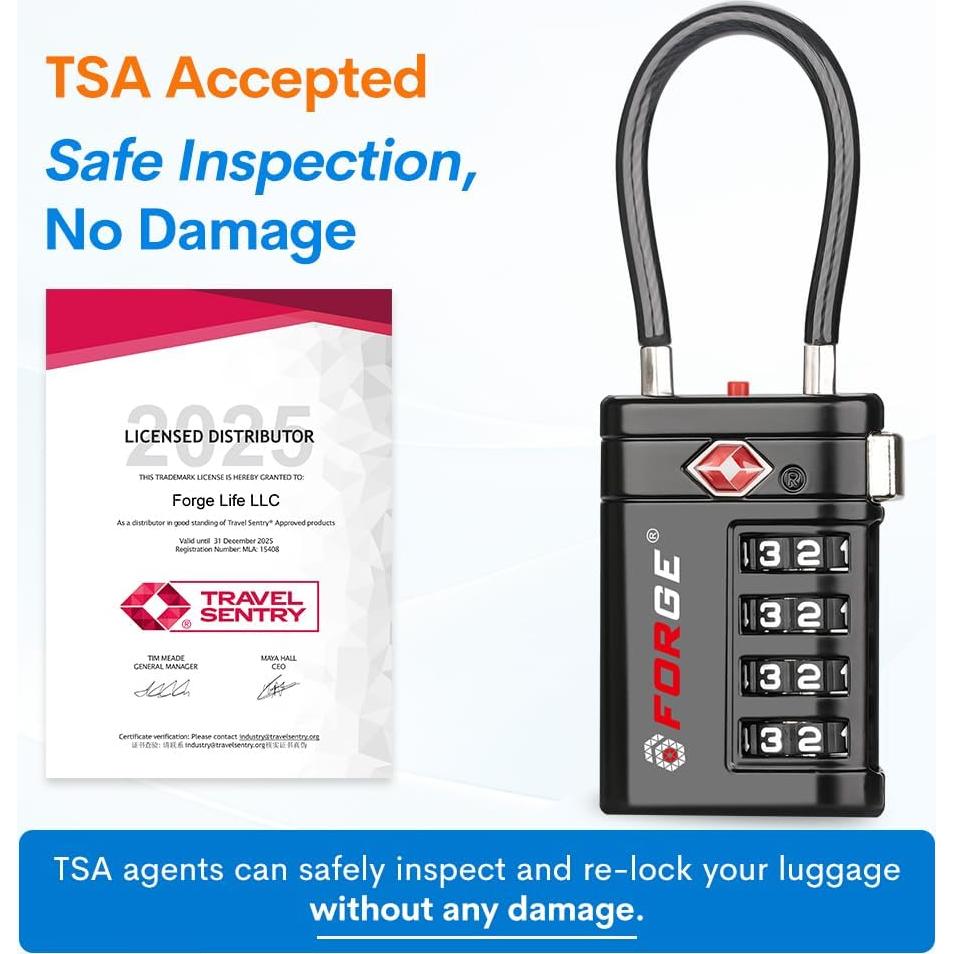 Candados de Equipaje TSA Forge 2 Piezas Combinación 4 Dígitos