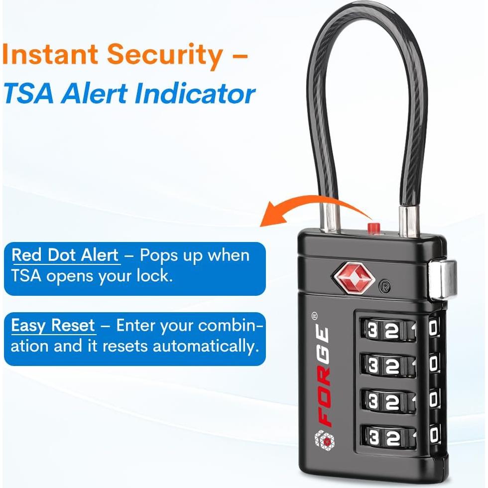 Candados de Equipaje TSA Forge 2 Piezas Combinación 4 Dígitos