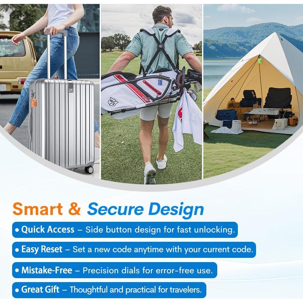 Candados de Equipaje TSA Forge 2 Piezas Combinación 4 Dígitos