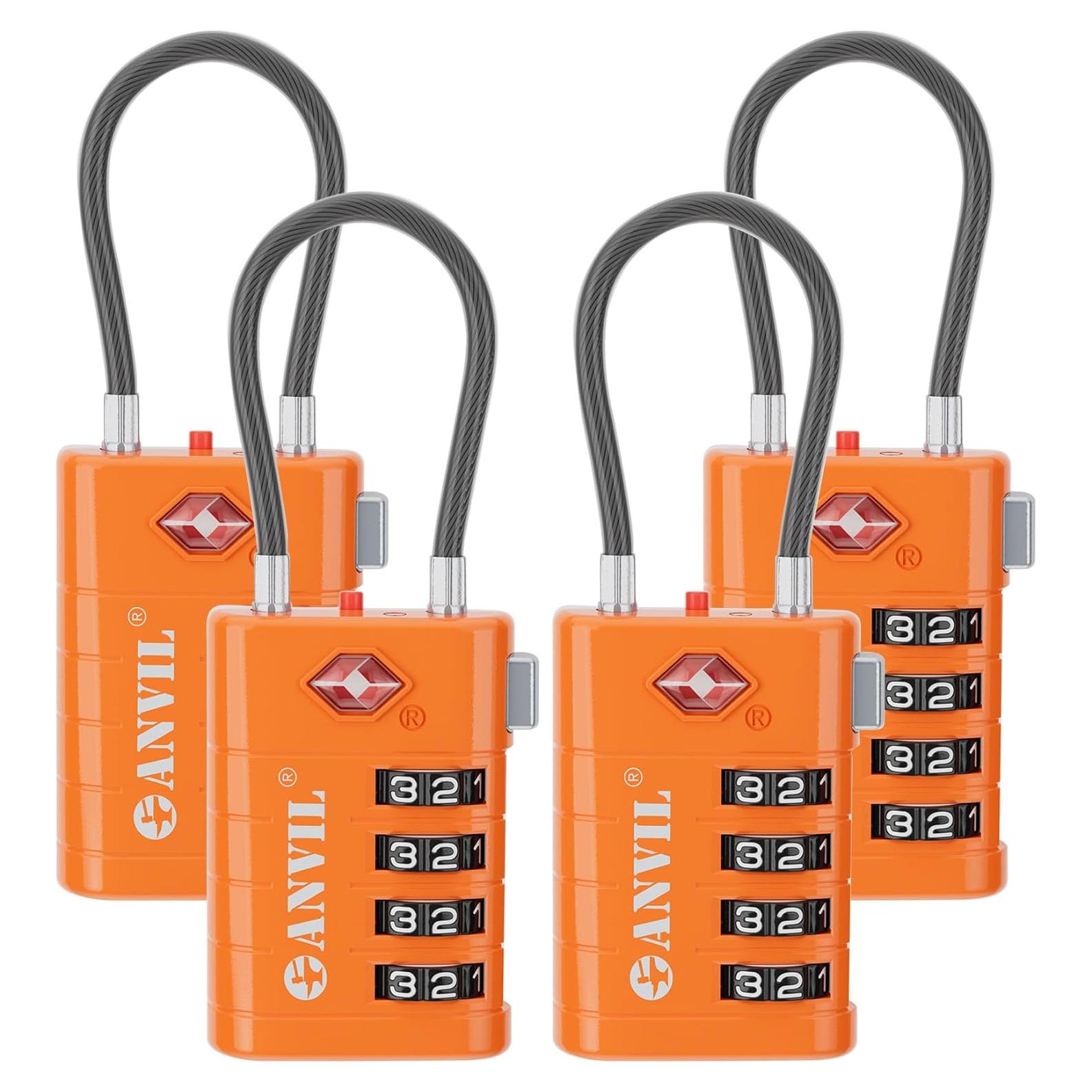 Candado de Maleta TSA ANVIL 4 Dígitos Naranja - Seguridad Avanzada