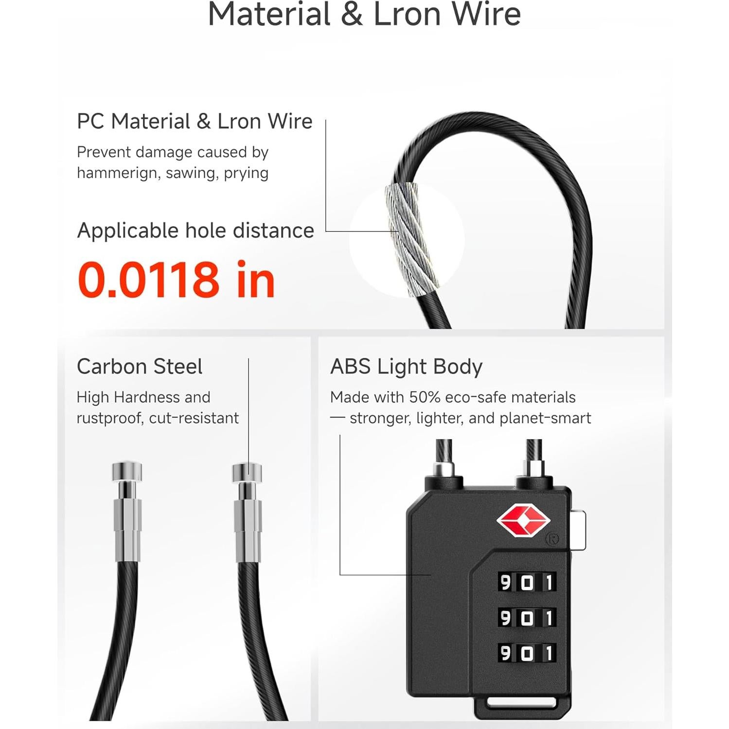 Candados TSA LUGGEX para Equipaje - 4 Unidades, Negro