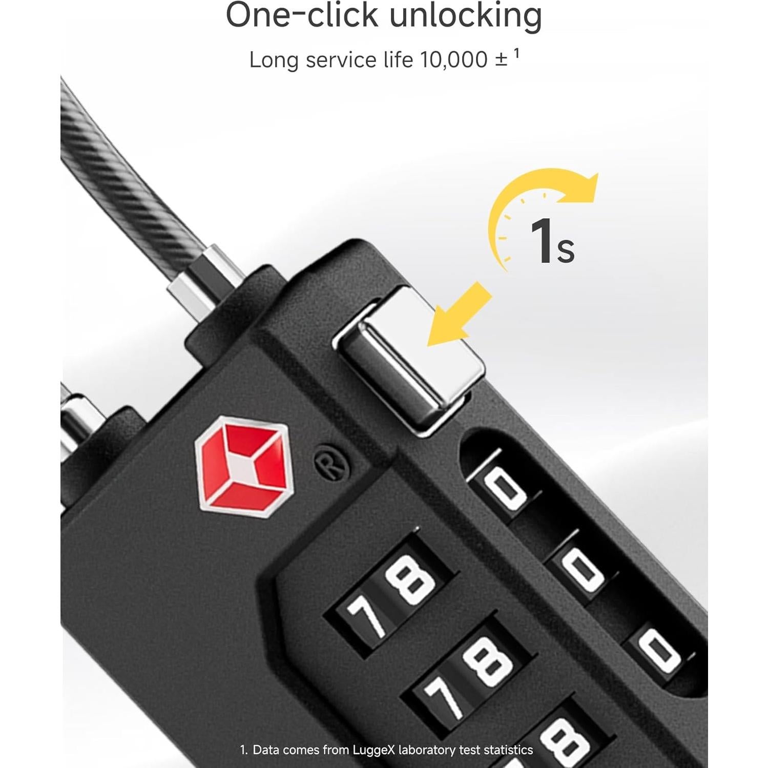 Candados TSA LUGGEX para Equipaje - 4 Unidades, Negro