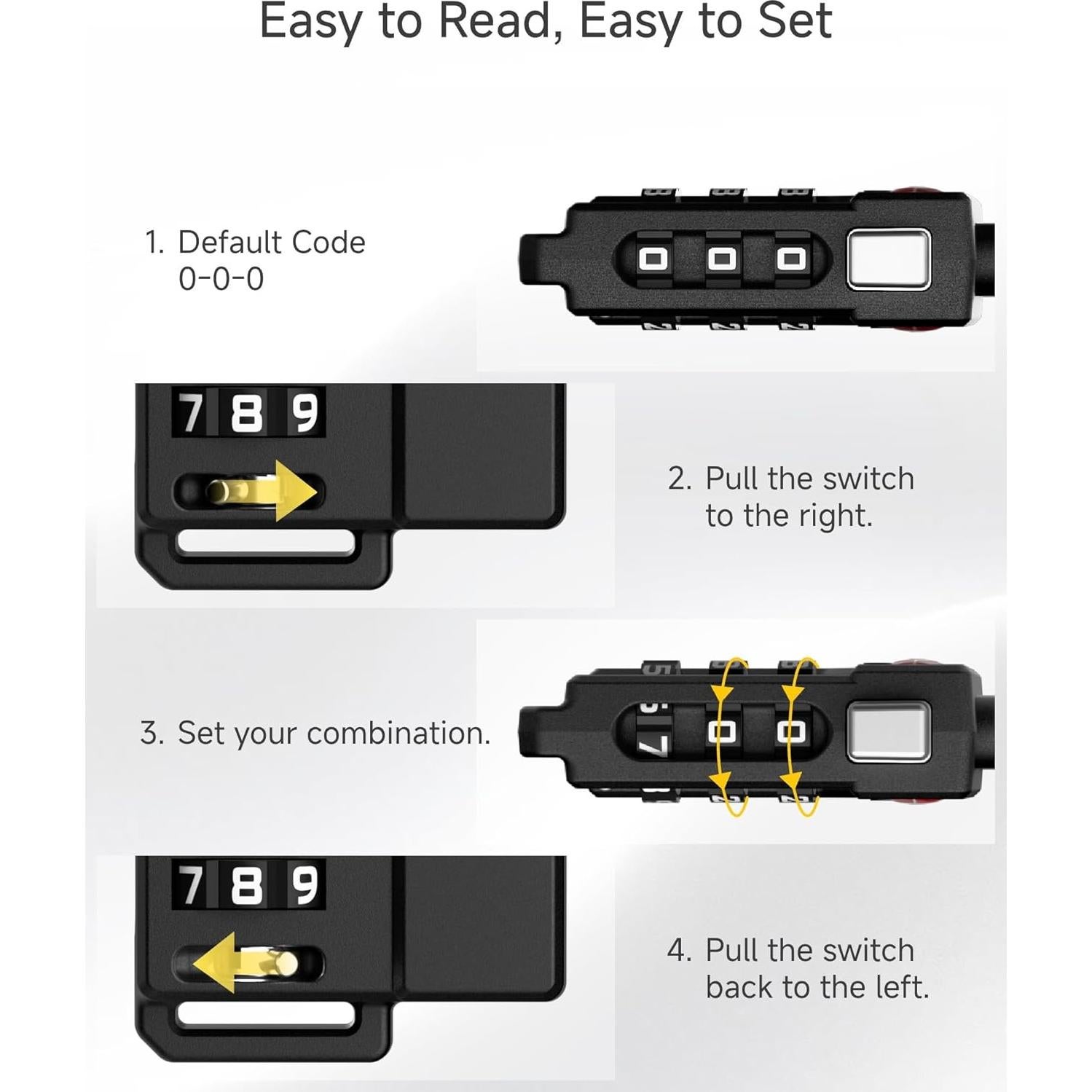 Candados TSA LUGGEX para Equipaje - 4 Unidades, Negro