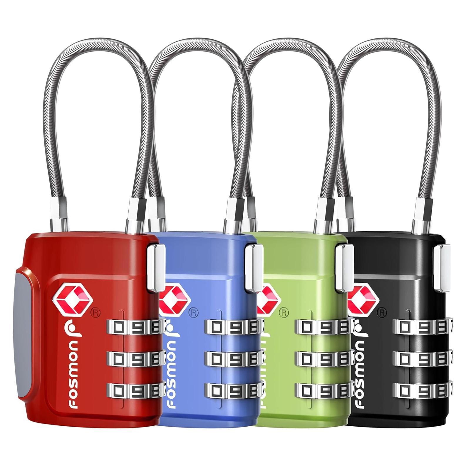 Candados de Equipaje TSA Fosmon - Paquete de 4 Multicolor