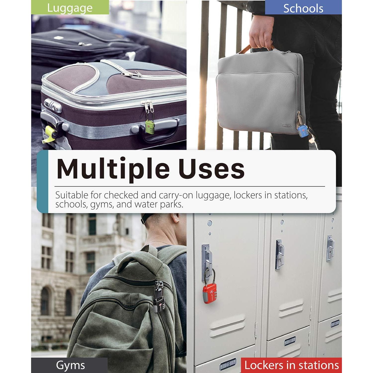 Candados de Equipaje TSA Fosmon - Paquete de 4 Multicolor