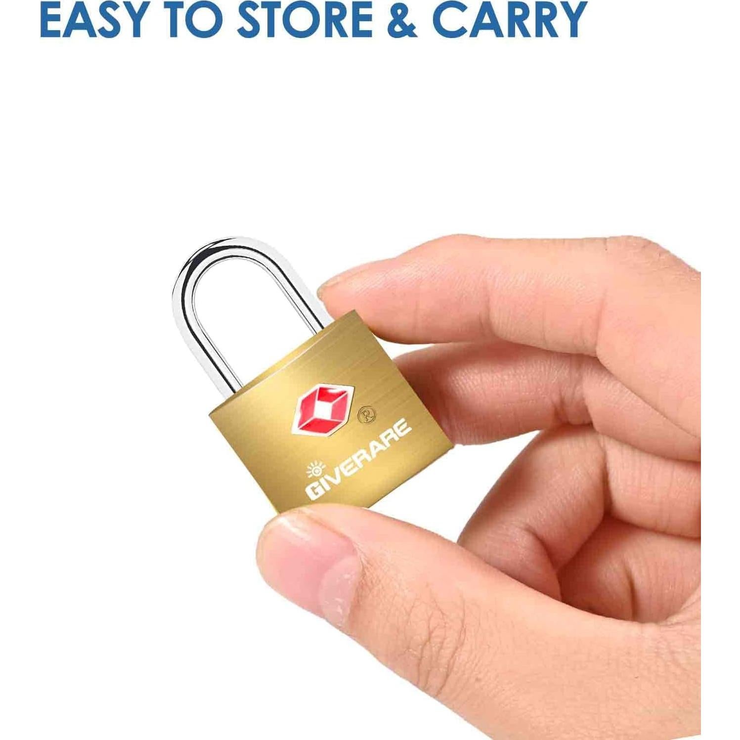 Pack de 4 Candados de Equipaje TSA GIVERARE Dorado Irrompibles