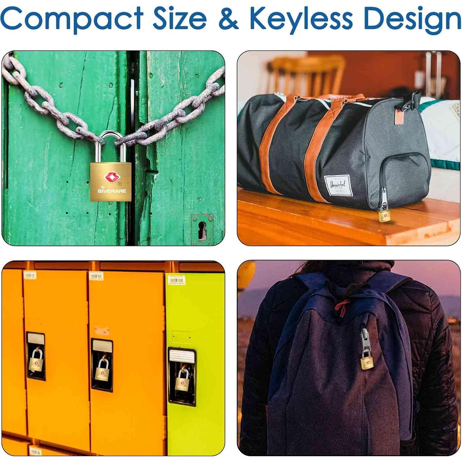 Pack de 4 Candados de Equipaje TSA GIVERARE Dorado Irrompibles