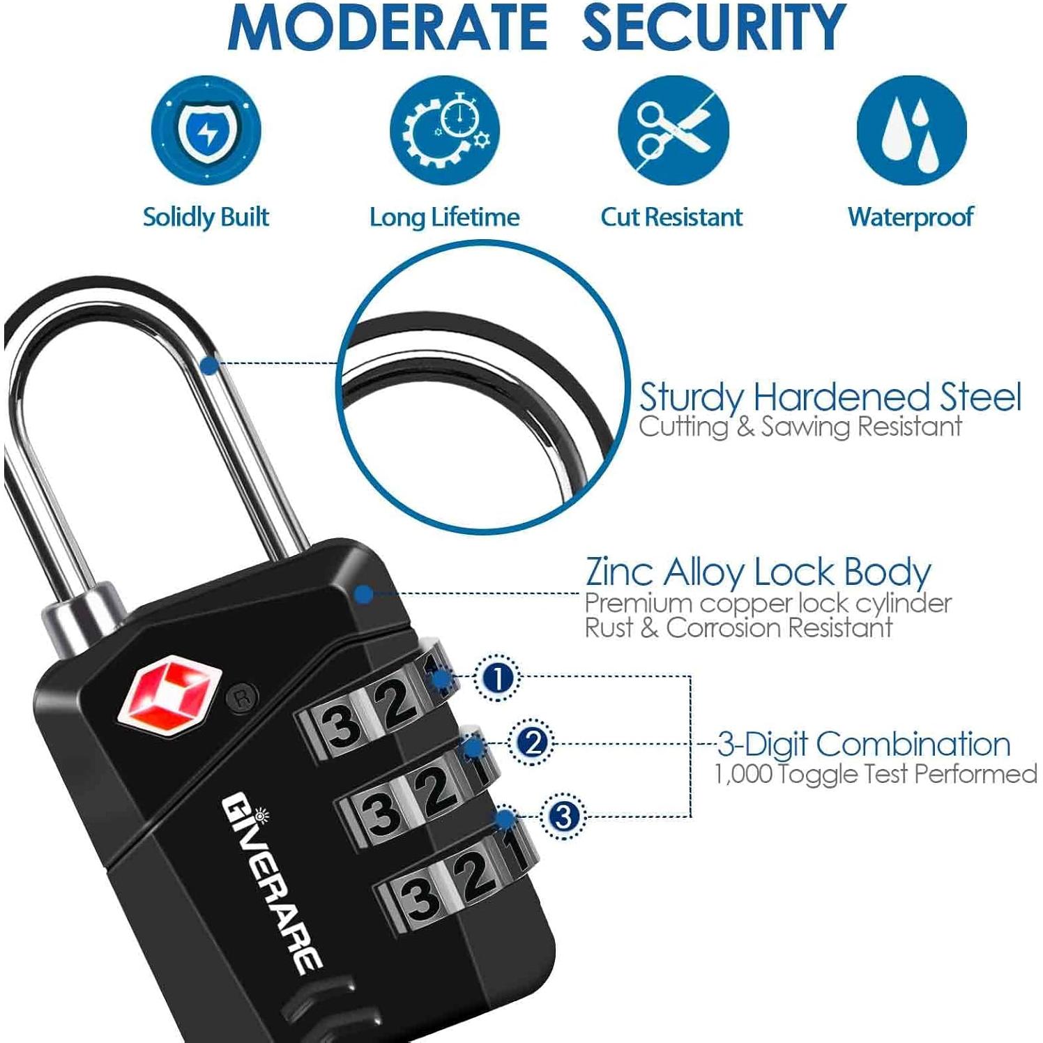 2 Candados de Equipaje GIVERARE TSA558 Combinación 3 Dígitos