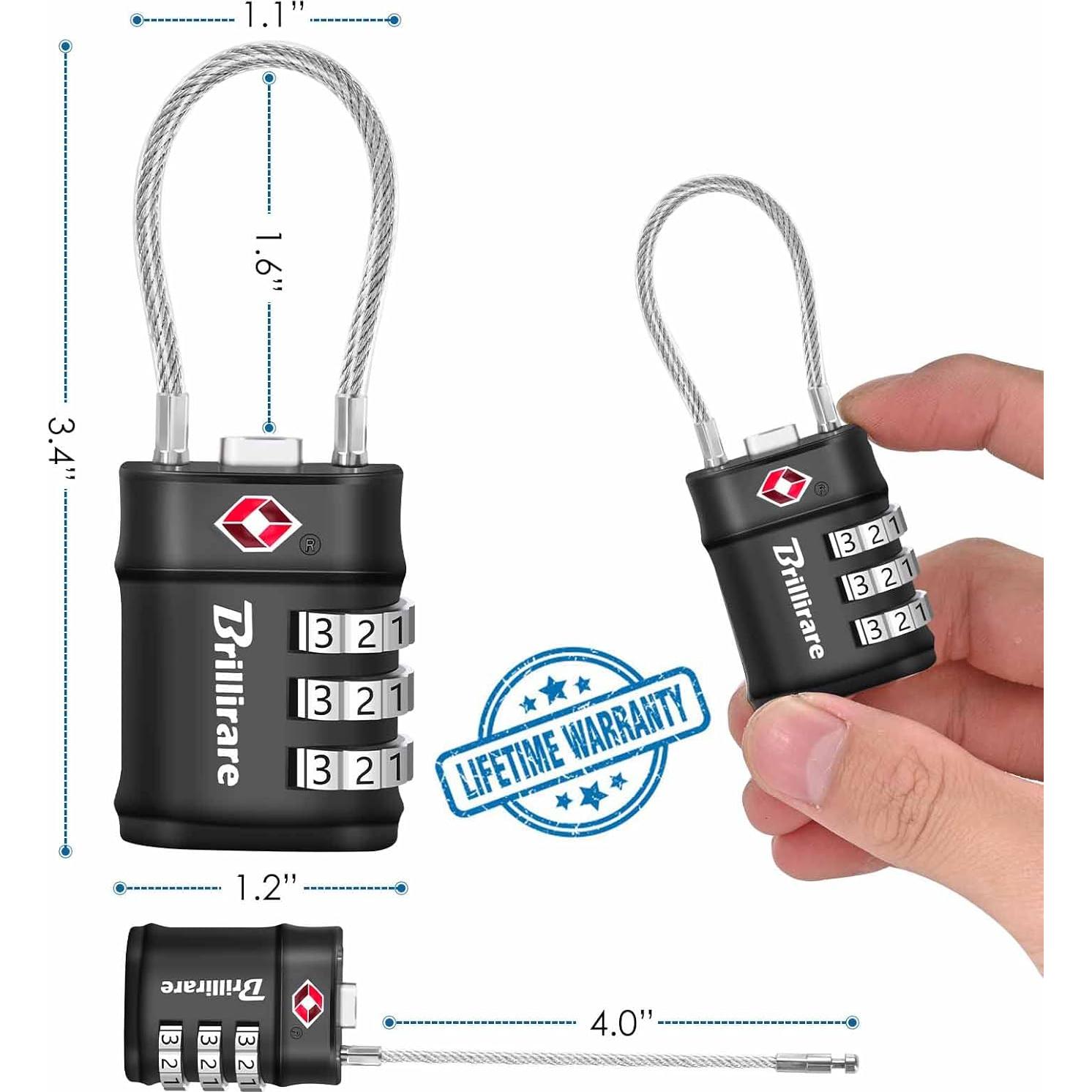 2 Candados de Equipaje Aprobados por TSA BRILLIRARE 3 Dígitos