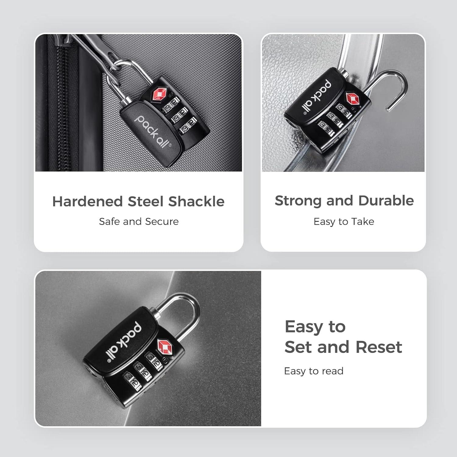 Candado de viaje Pack All TSA 4pcs Negro con indicador