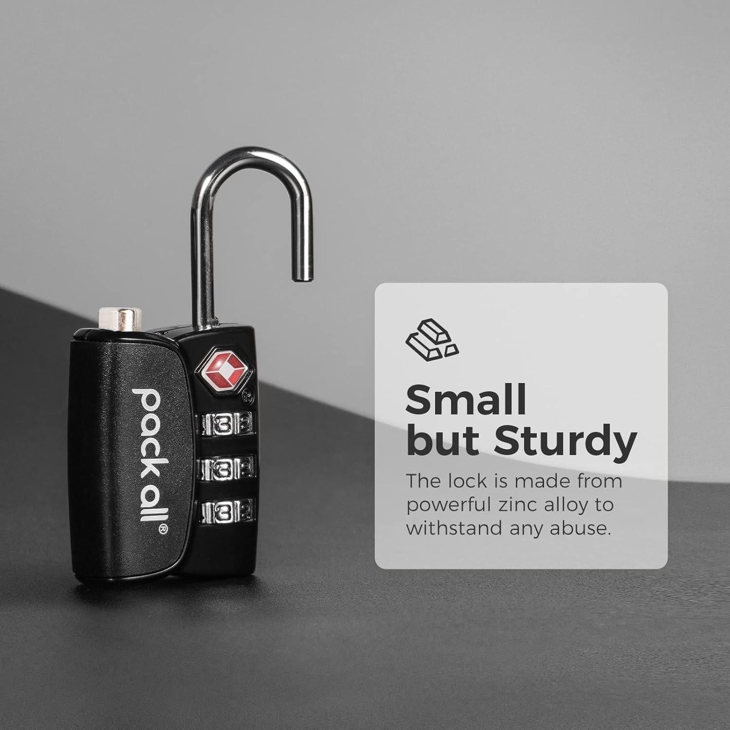 Candado de viaje Pack All TSA 4pcs Negro con indicador